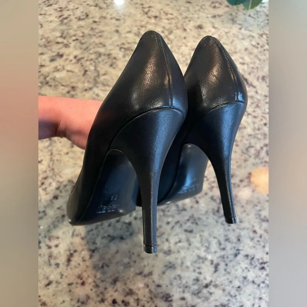 New J. Crew Mona Italian Black Leather Heels size 8.5 retail $198
